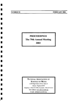 PROCEEDINGS the 79Th Annual Meeting 2003