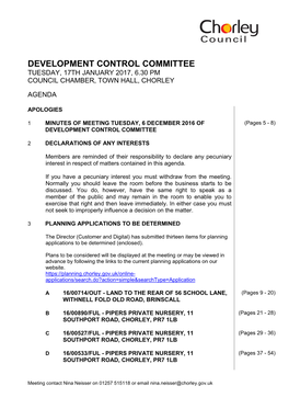 (Public Pack)Agenda Document for Development Control Committee, 17/01/2017 18:30