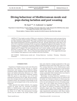 Diving Behaviour of Mediterranean Monk Seal Pups During Lactation and Post Weaning