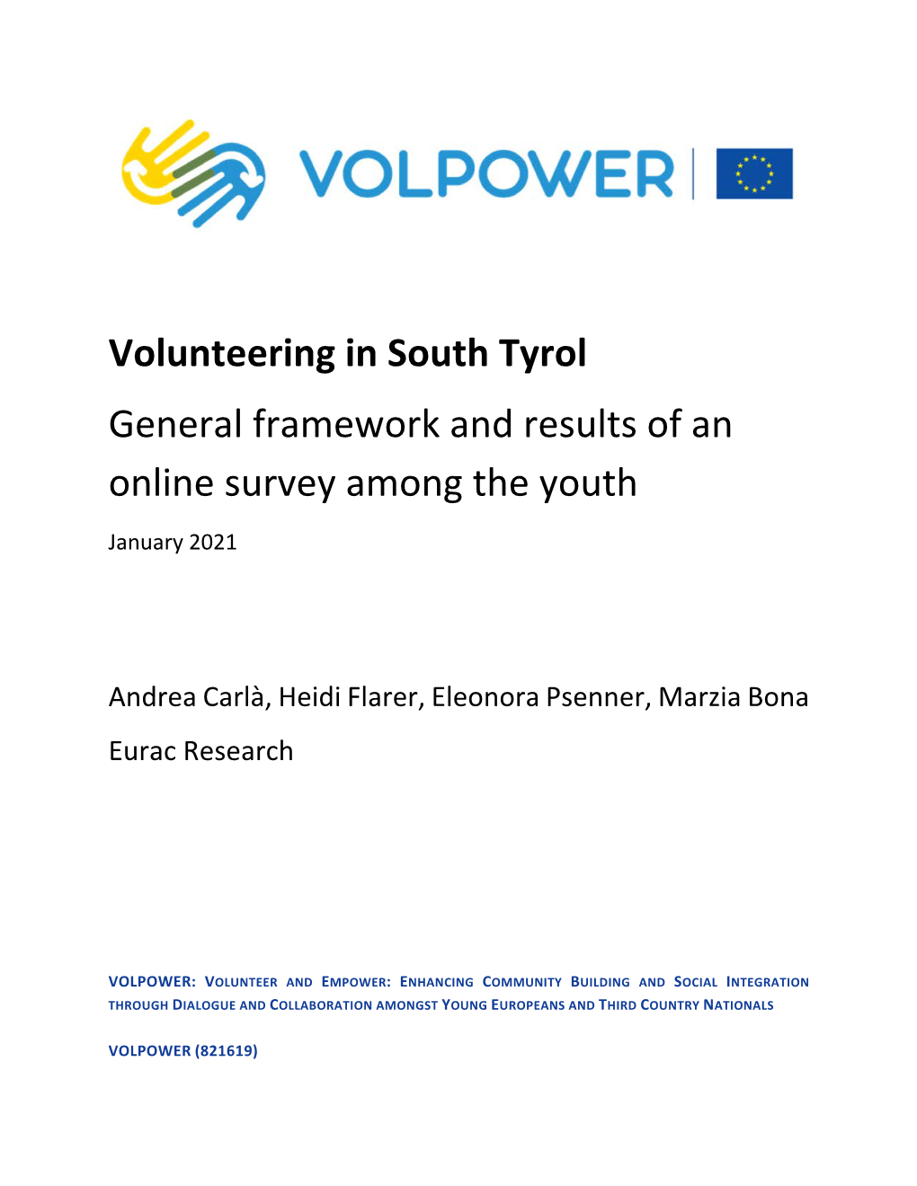 Volunteering in South Tyrol General Framework and Results of an Online Survey Among the Youth