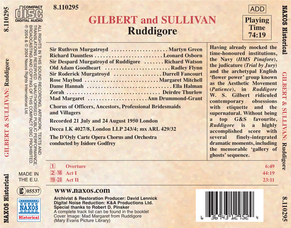 GILBERT and SULLIVAN Ruddigore