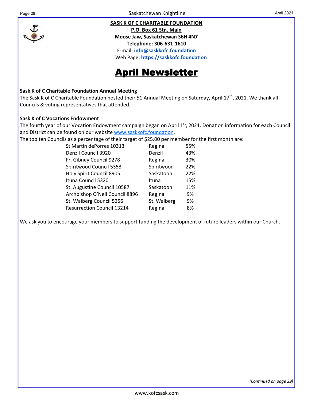 April Newsletter