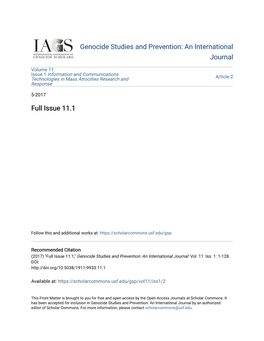 Genocide Studies and Prevention: an International Journal