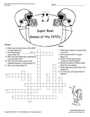 Super Bowl Games of the 1970'S Crossword Puzzle