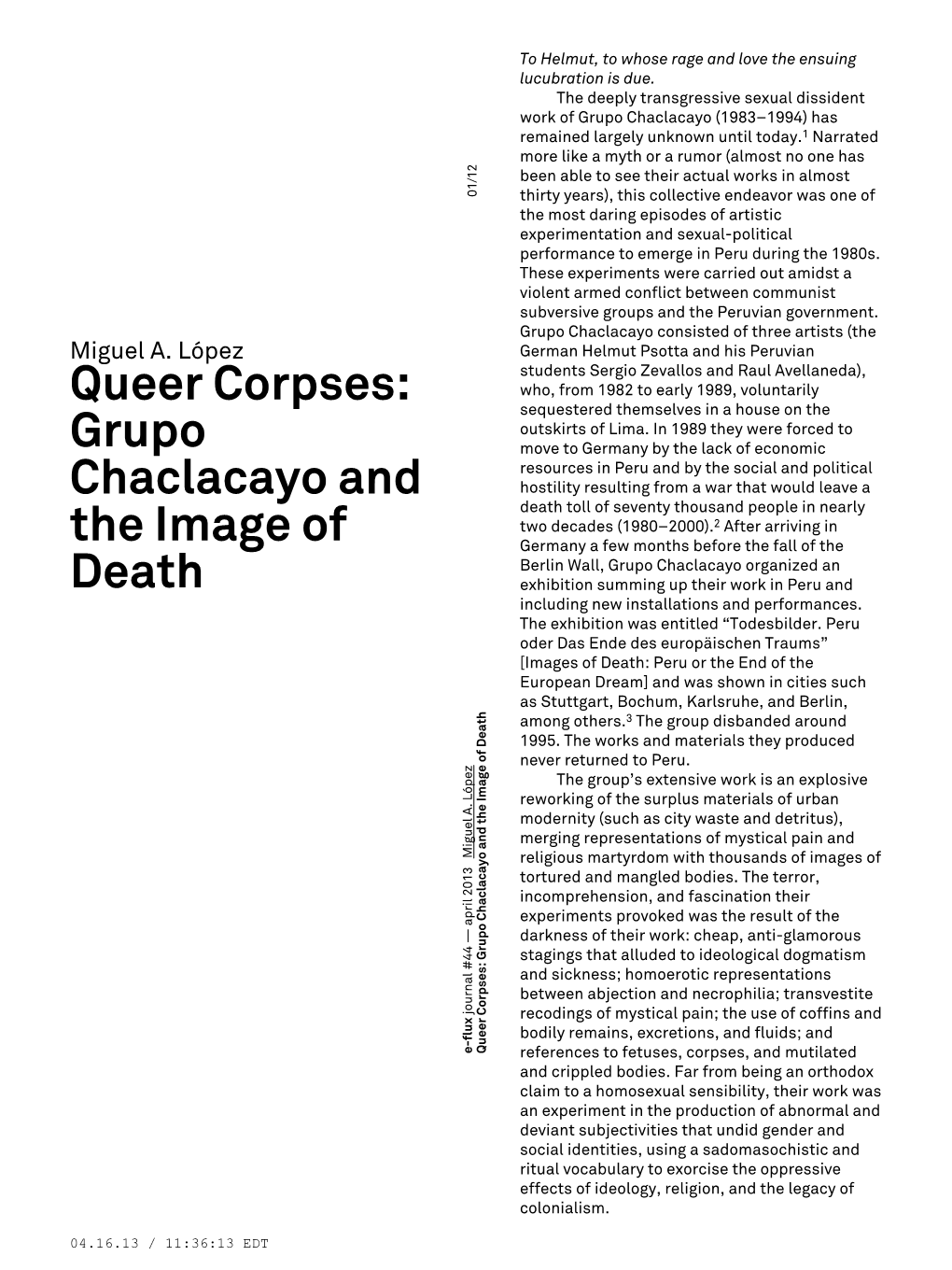 Queer Corpses: Grupo Chaclacayo and the Image of Death