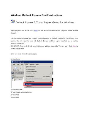 Windows Outlook Express Email Instructions Outlook Express 5.02