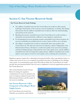 Section C: San Vicente Reservoir Study City of San Diego Water