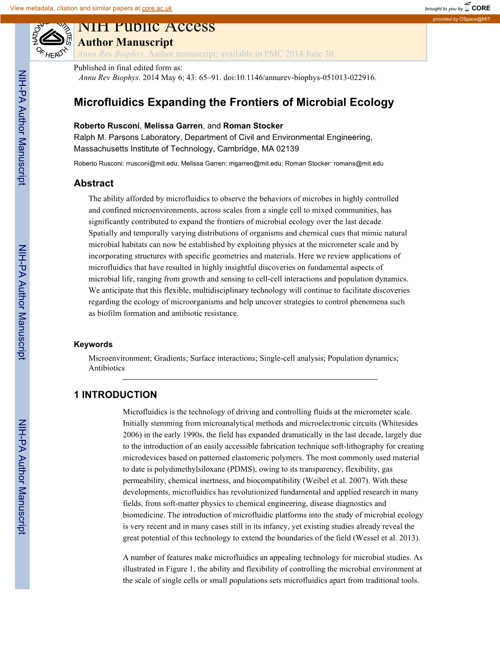 NIH Public Access Provided by Dspace@MIT Author Manuscript Annu Rev Biophys