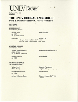 THE UNLV CHORAL ENSEMBLES David B