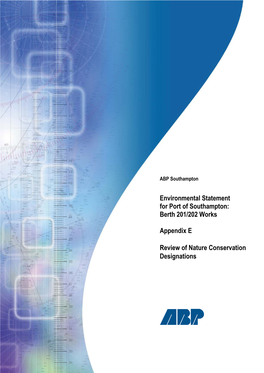 Environmental Statement for Port of Southampton: Berth 201/202 Works