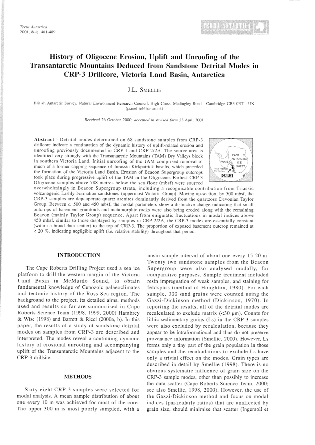 History of Oligocene Erosion, Uplift and Unroofing of the Transantarctic