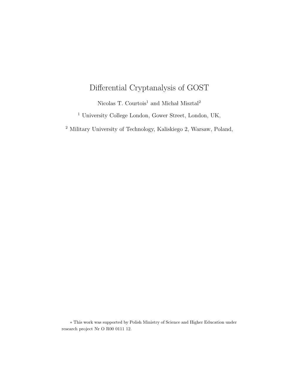 Differential Cryptanalysis of GOST