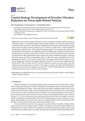 Control Strategy Development of Driveline Vibration Reduction for Power-Split Hybrid Vehicles