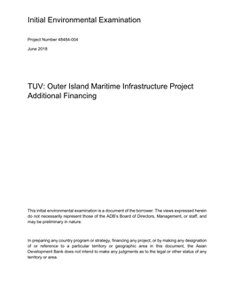 Outer Island Maritime Infrastructure Project Additional Financing