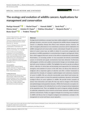 The Ecology and Evolution of Wildlife Cancers: Applications for Management and Conservation