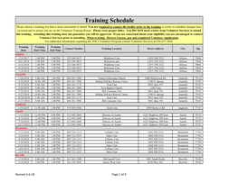 Training Schedule Please Choose a Training Site That Is Most Convenient to Attend