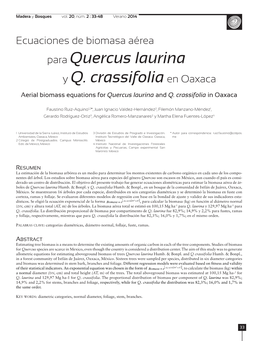 Para Quercus Laurina Y Q. Crassifoliaen Oaxaca