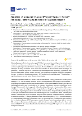 Progress in Clinical Trials of Photodynamic Therapy for Solid Tumors and the Role of Nanomedicine