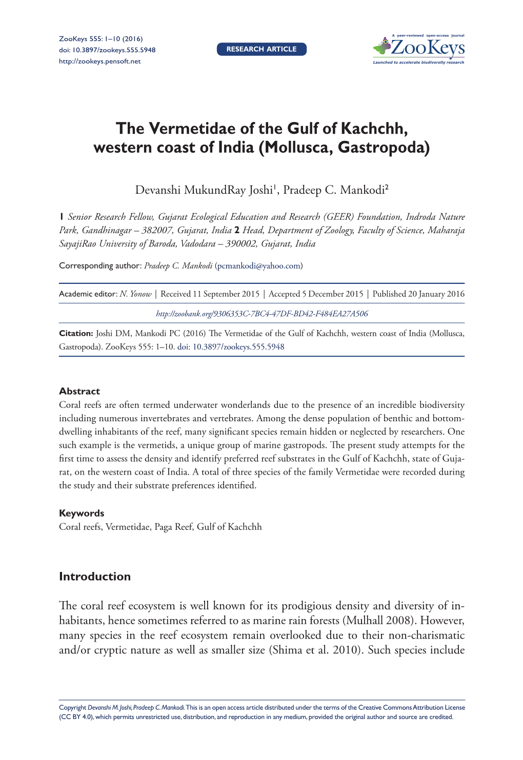 ﻿The Vermetidae of the Gulf of Kachchh, Western Coast of India (Mollusca, Gastropoda)