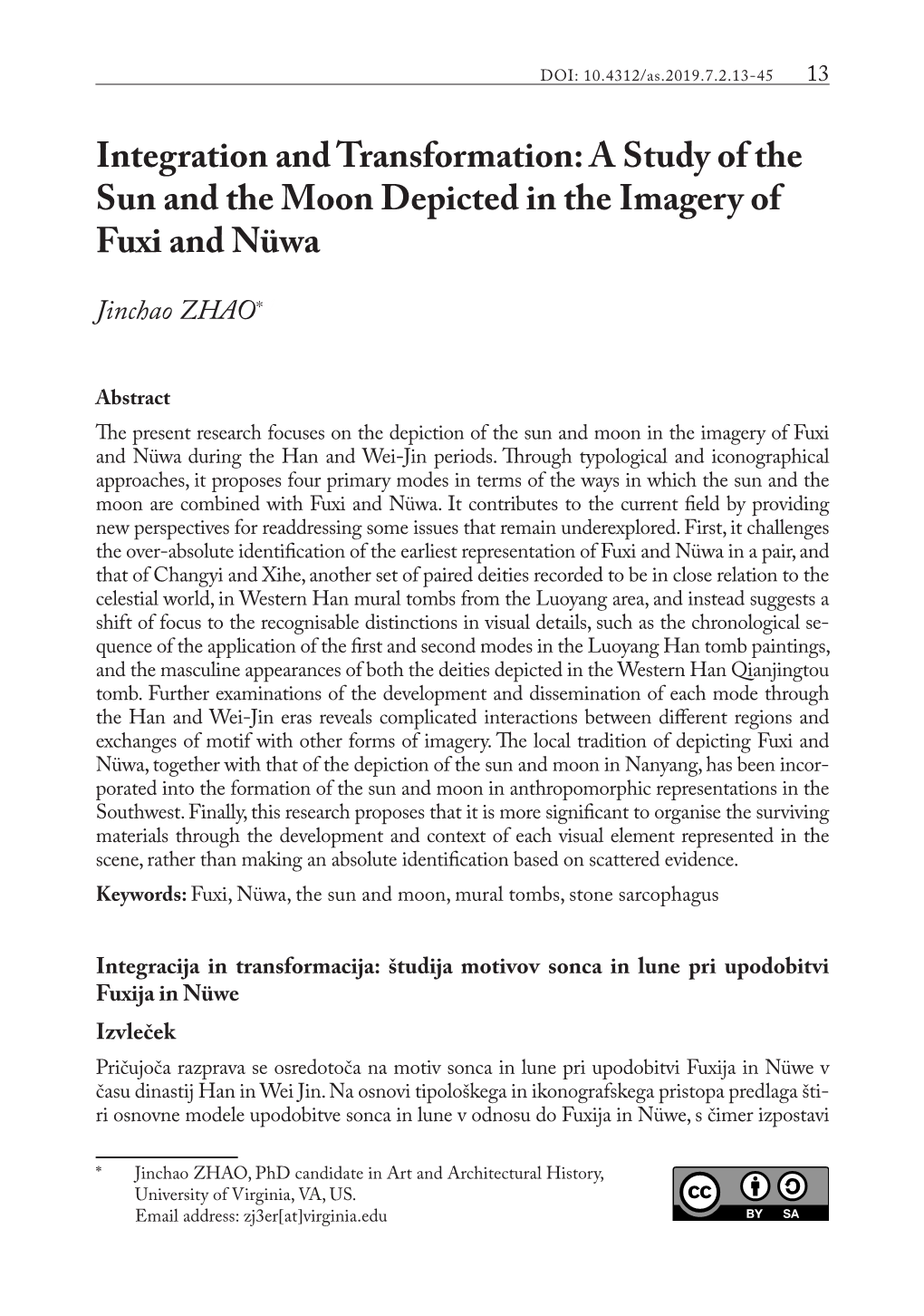 Integration and Transformation: a Study of the Sun and the Moon Depicted in the Imagery of Fuxi and Nüwa