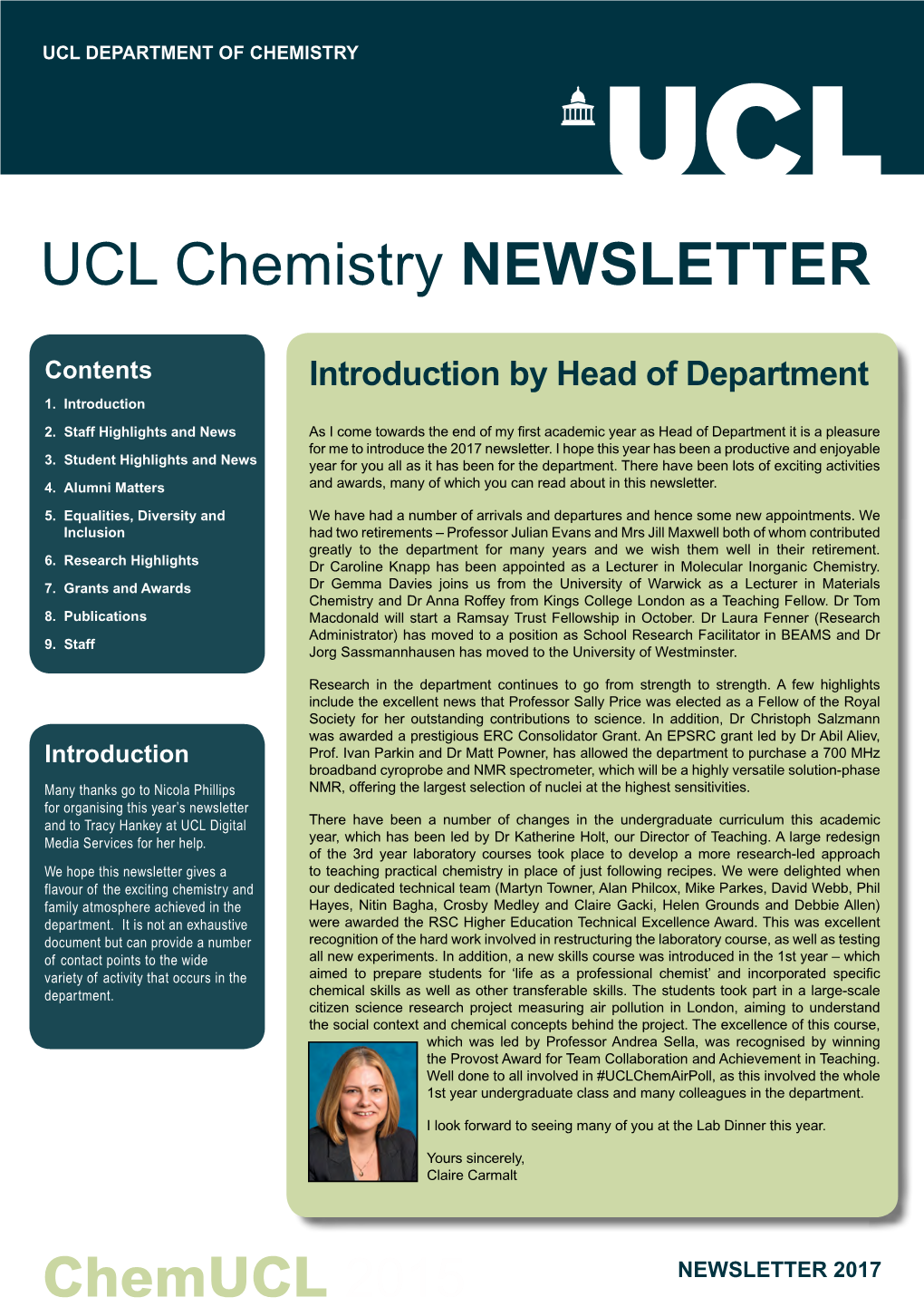 UCL Chemistry NEWSLETTER