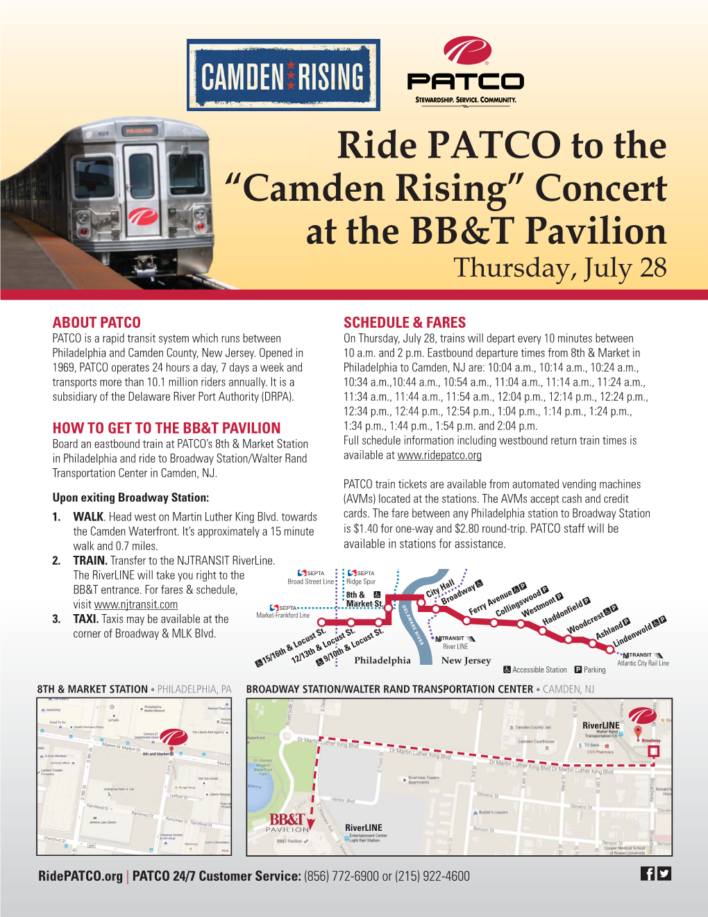 Ride PATCO to the “Camden Rising” Concert at the BB&T Pavilion
