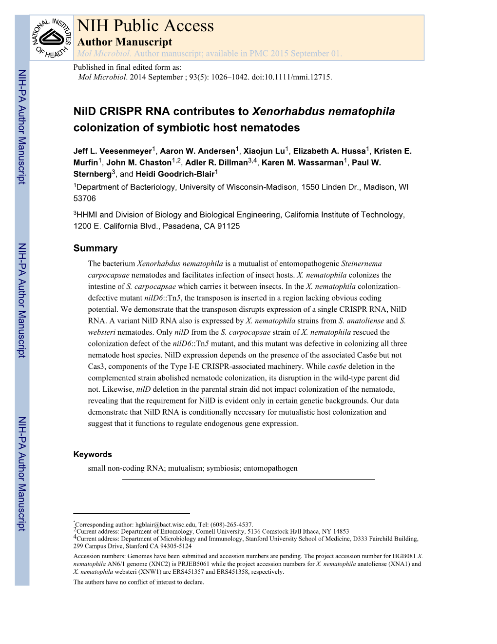 NIH Public Access Author Manuscript Mol Microbiol