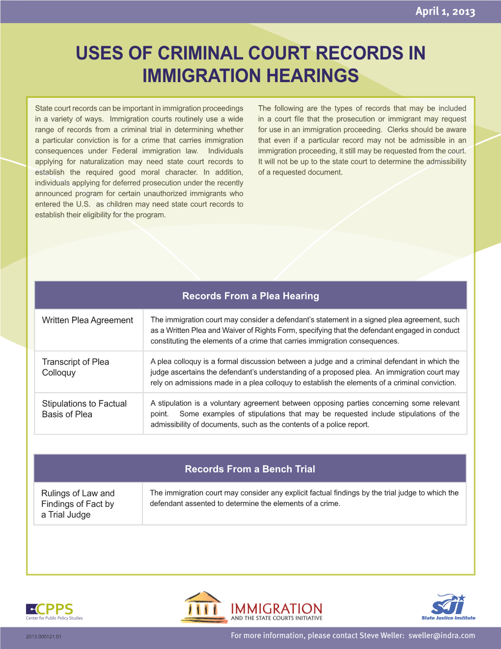 Uses of State Criminal Court Records in Immigration Court Hearings