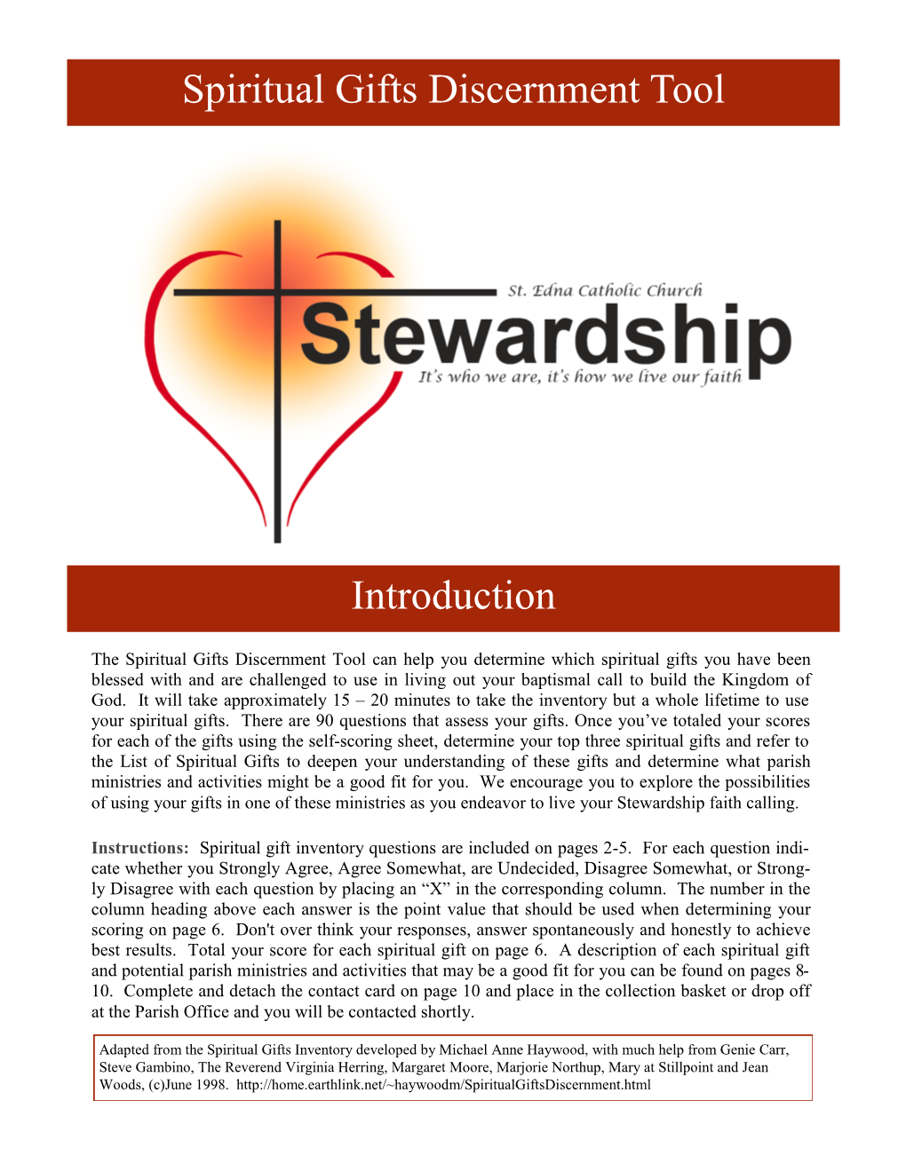 Spiritual Gifts Discernment Tool Introduction