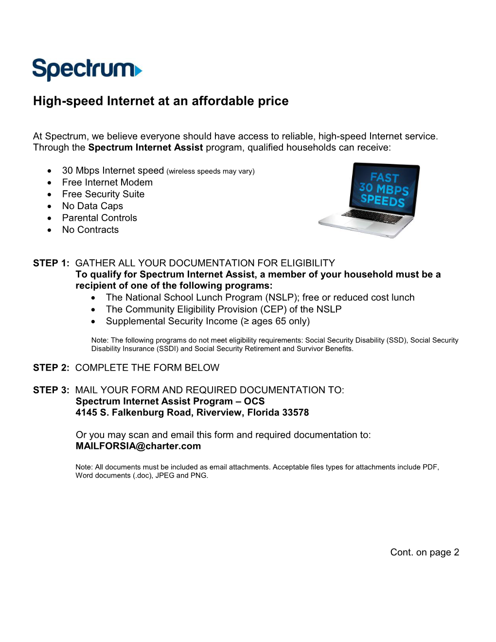 Spectrum Internet Assist Eligibility Form