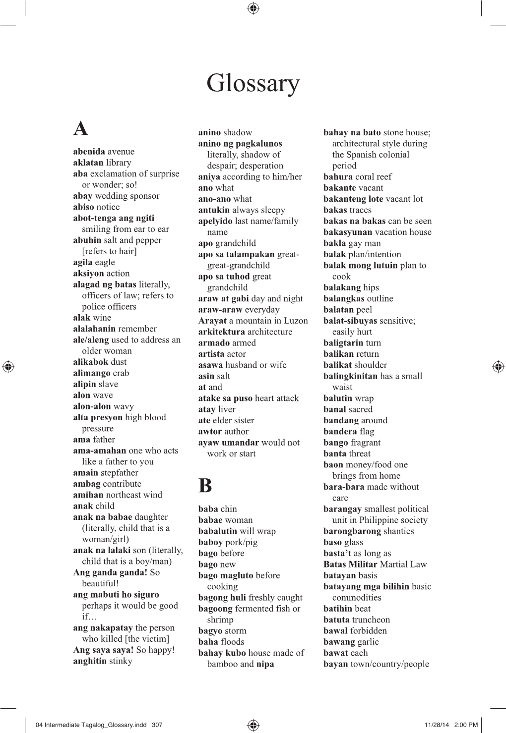 Glossary Table of Contents