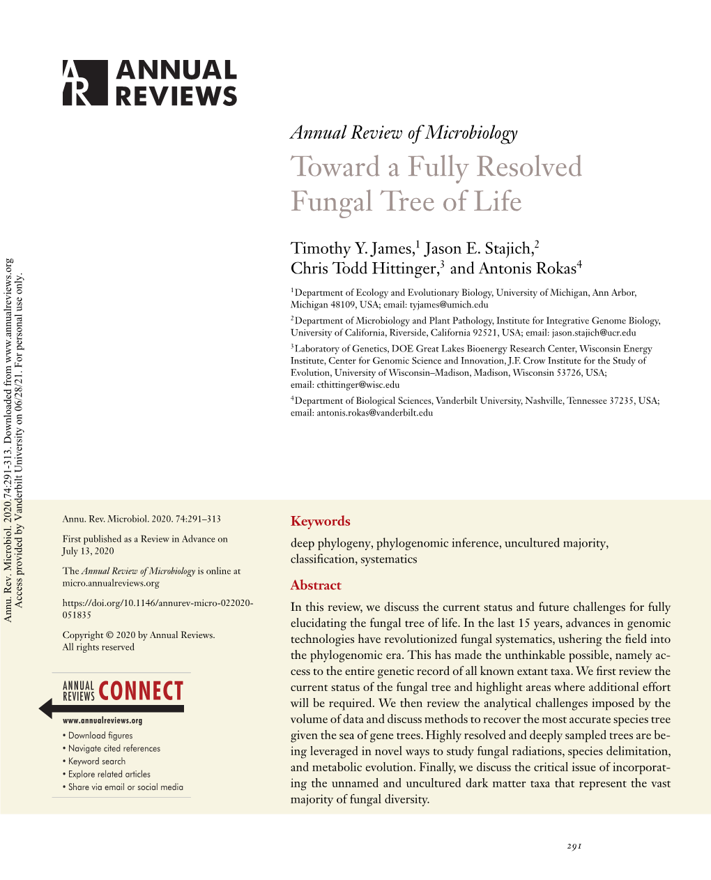 Toward a Fully Resolved Fungal Tree of Life