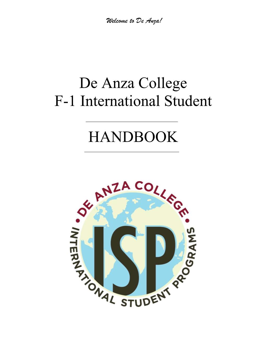 De Anza College F-1 International Student HANDBOOK