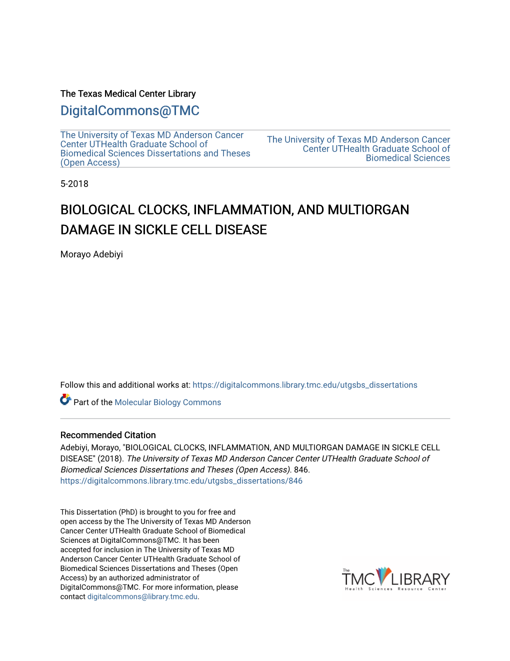 Biological Clocks, Inflammation, and Multiorgan Damage in Sickle Cell Disease