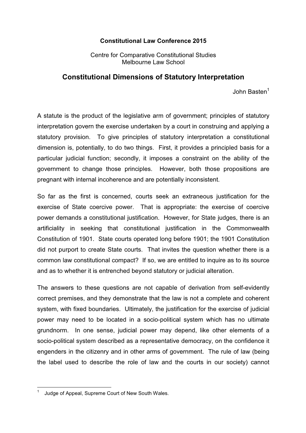 Constitutional Dimension of Statutory Interpretation