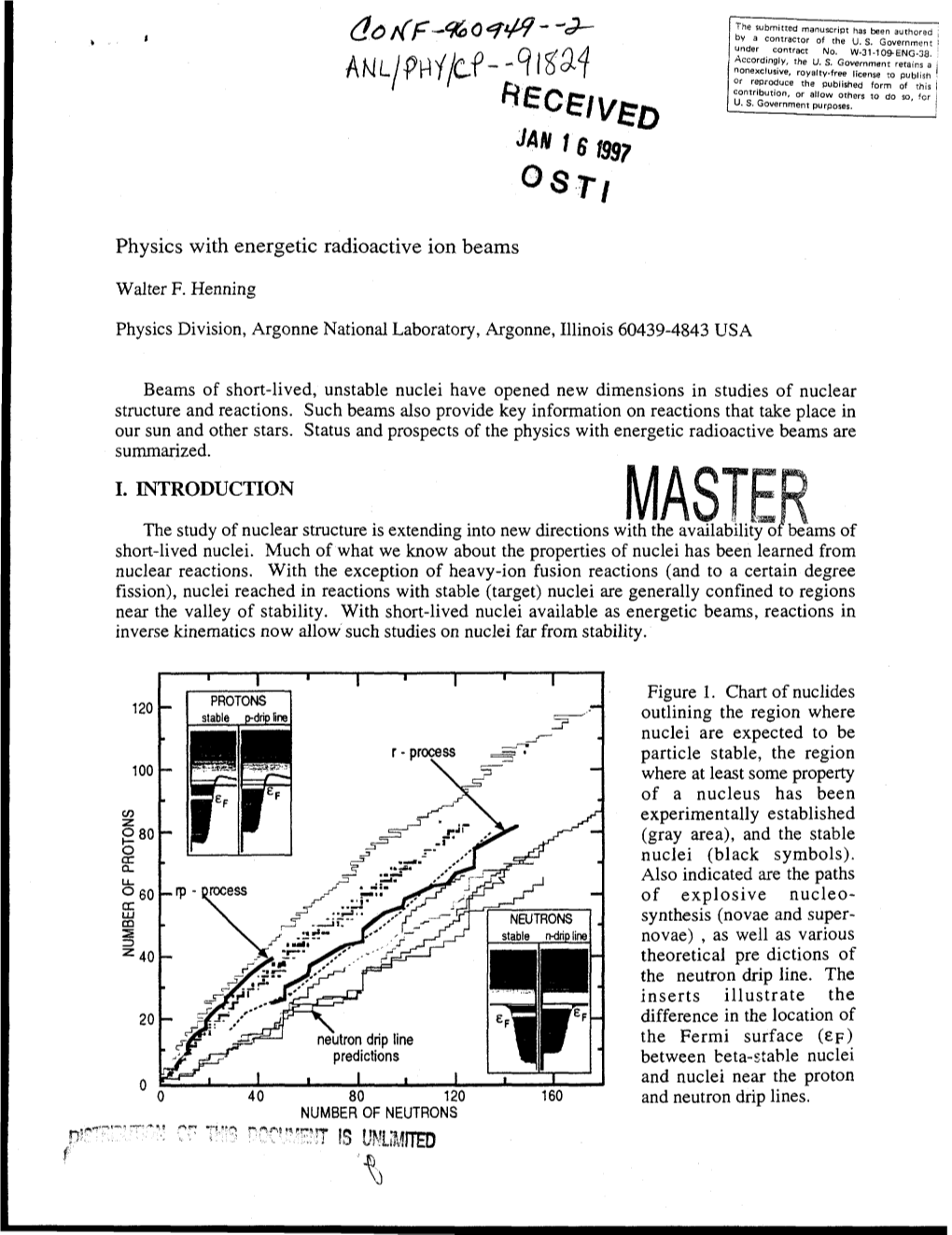 Physics with Energetic Radioactive Ion Beams I. INTRODUCTION Rr—P*