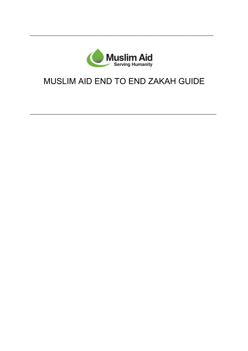 Muslim Aid End to End Zakah Guide