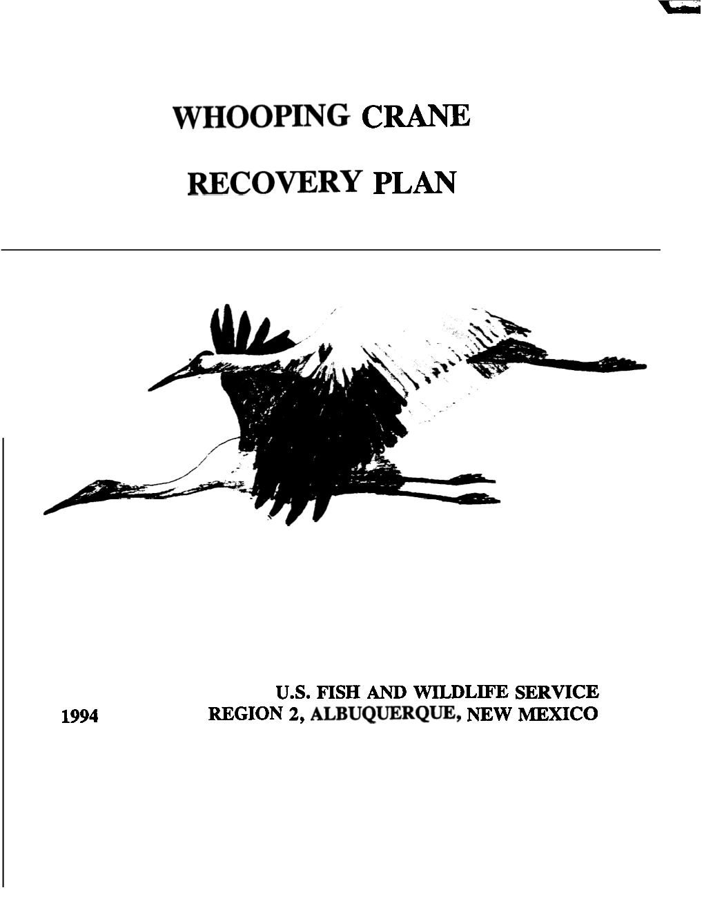 WHOOPING CRANE RECOVERY PLAN (Second Revision, 1994)