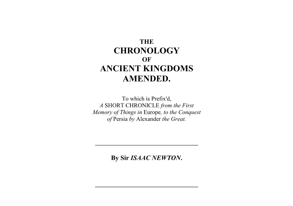 The Chronology of Ancient Kingdoms Amended