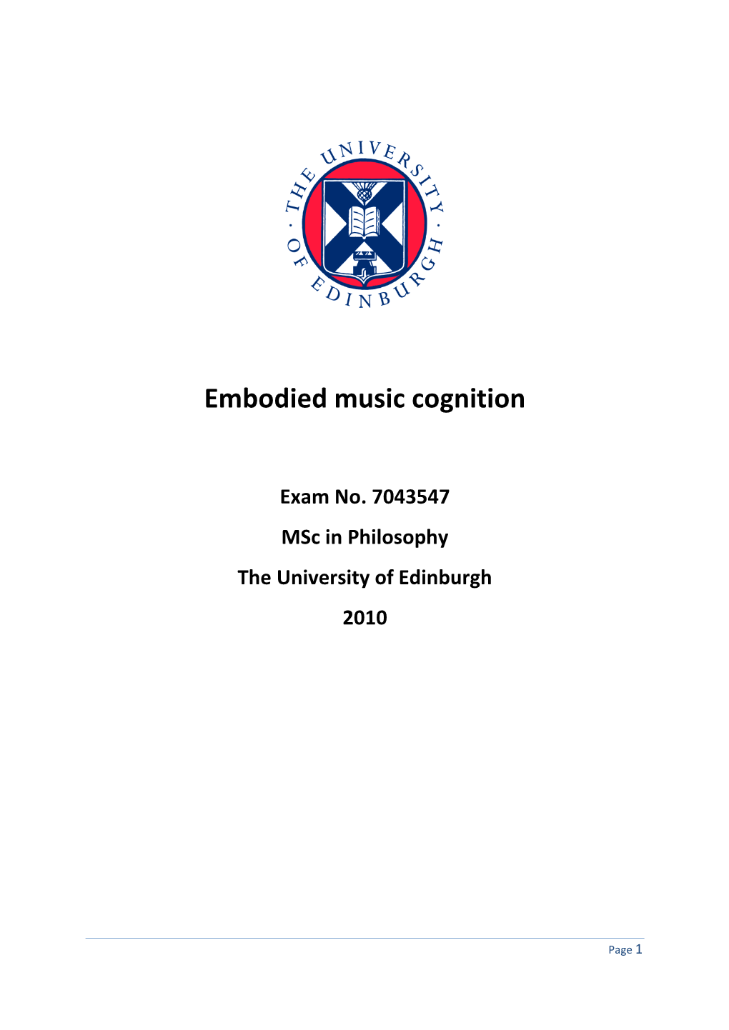 Embodied Music Cognition