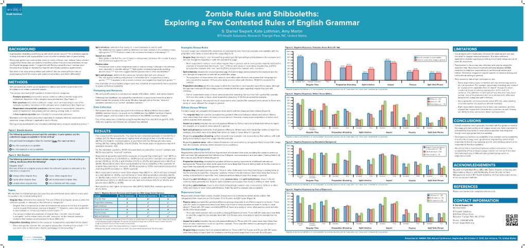 Zombie Rules and Shibboleths: Exploring a Few Contested Rules of English Grammar S