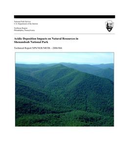 Acidic Deposition Impacts on Natural Resources in Shenandoah National Park