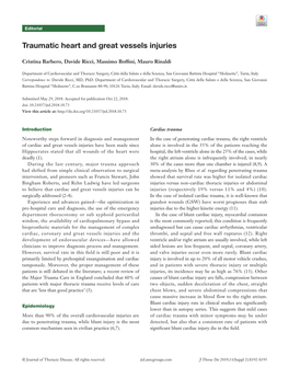 Traumatic Heart and Great Vessels Injuries