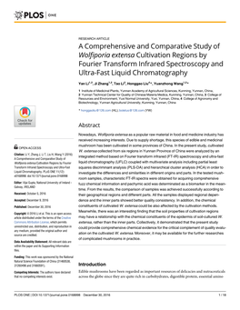 A Comprehensive and Comparative Study of Wolfiporia Extensa Cultivation Regions by Fourier Transform Infrared Spectroscopy and Ultra-Fast Liquid Chromatography