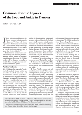 Common Overuse Injuries of the Foot and Ankle in Dancers