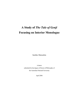A Study of the Tale of Genji Focusing on Interior Monologue