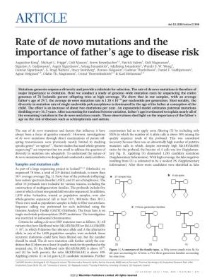 Rate of De Novo Mutations and the Importance of Father’S Age to Disease Risk