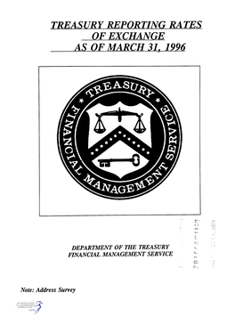 Treasury Reporting Rates of Exchange As of March 31T 1996