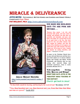 JOYCE MEYER Psychedelic, Better Homes and Garden and Disney World Christianity Part Three Pat Holliday, Ph.D