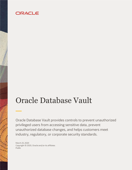 Oracle Database Vault Overview